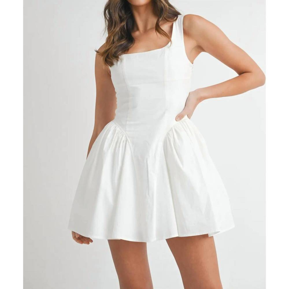 White Square-Neck Mini Dress
